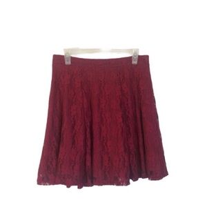 Sociology Burgundy Red Lace Mini Skirt